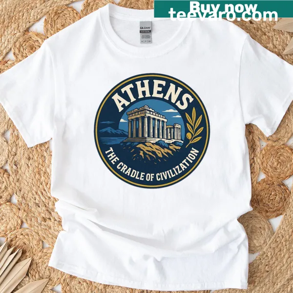 Illustration of Athens landmarks celebrating civilization