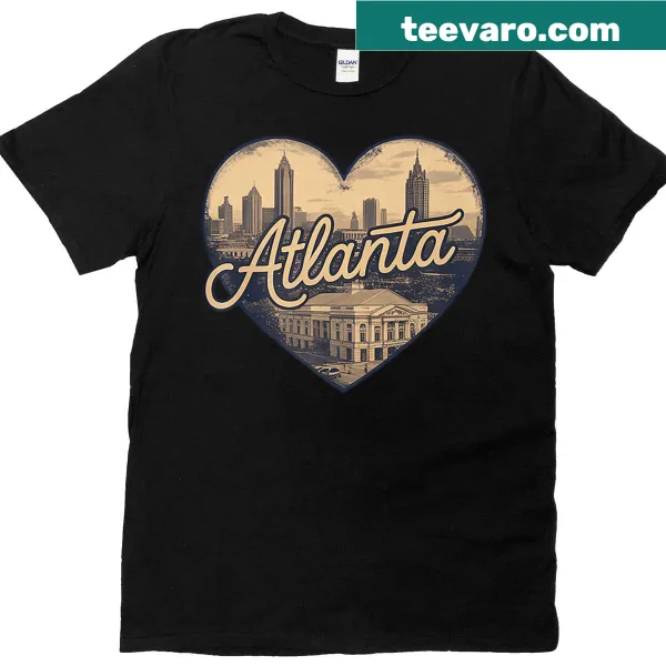 Vintage Atlanta skyline heart graphic T-shirt