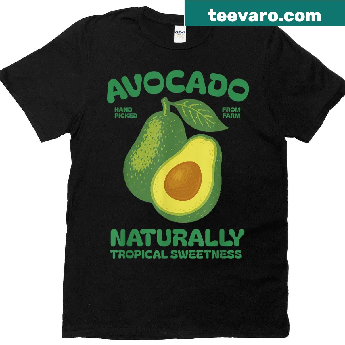 Retro Avocado t-shirt with vintage commercial design — on a men's t-shirt