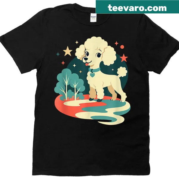 Vintage cartoon t-shirt featuring cute poodles and stars