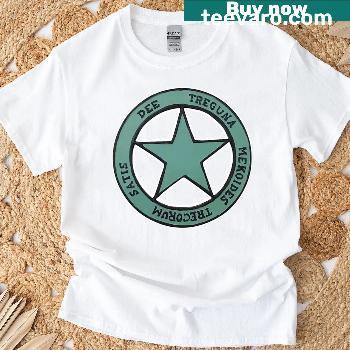 Cartoon design of 'The Star of Astoroth' on a t-shirt — on a men's t-shirt