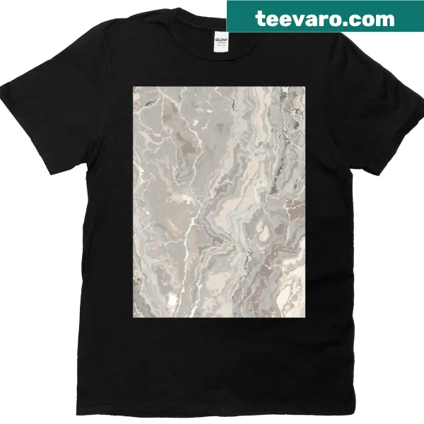 Abstract marble texture T-shirt in beige and gray