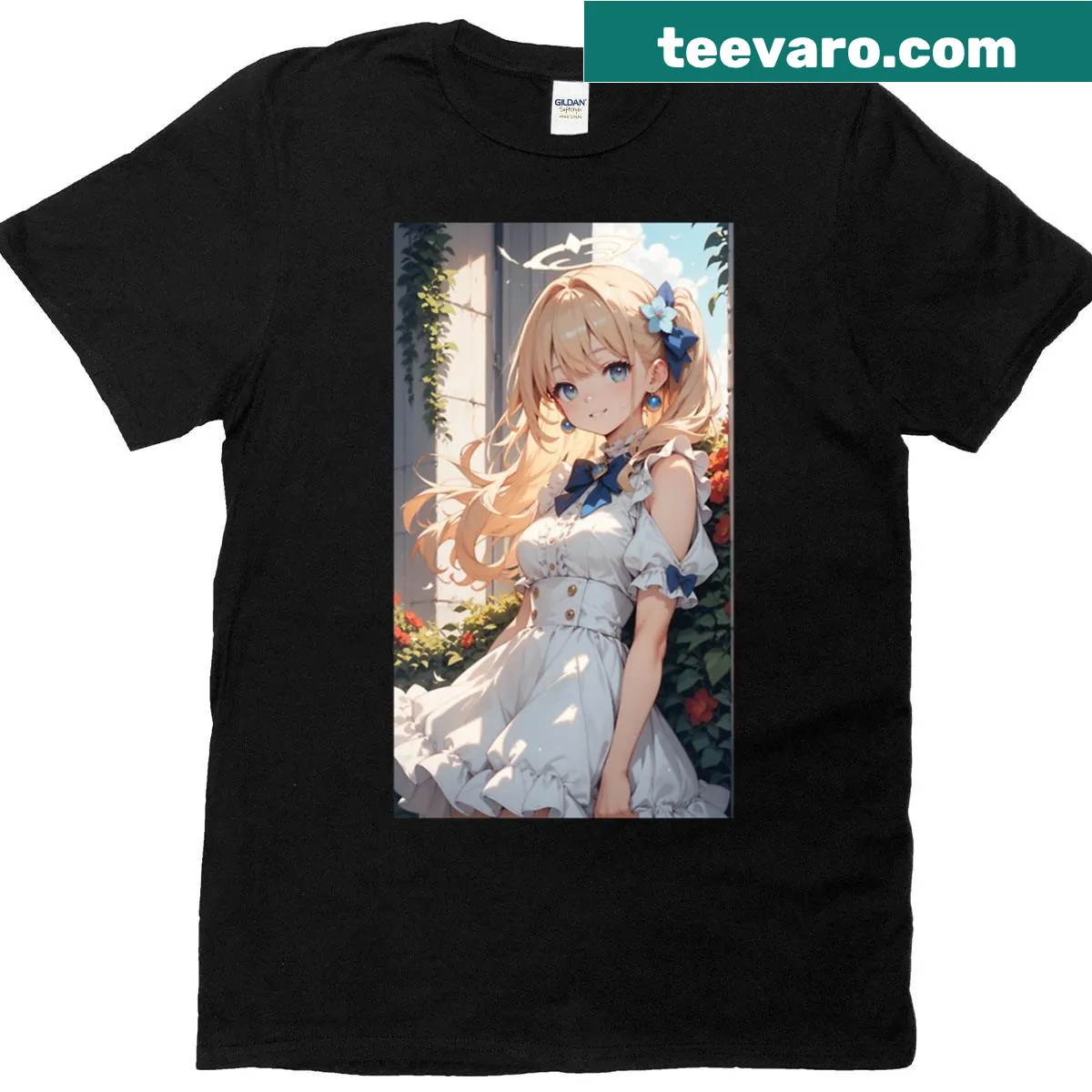 Enchanting Blossom Angel graphic T-shirt — on a men's t-shirt