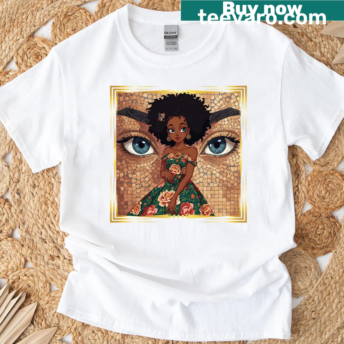 Blue-eyed Mulatto T-shirt with heartfelt heritage graphic — on a men's t-shirt