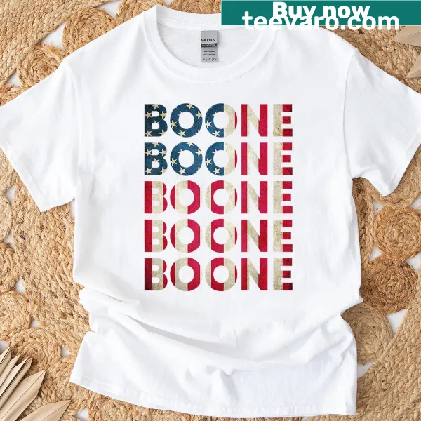 Personalized vintage US flag T-shirt with name Boone