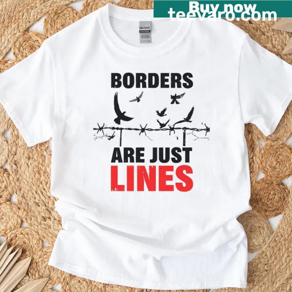 Typography activist t-shirt with the message about borders