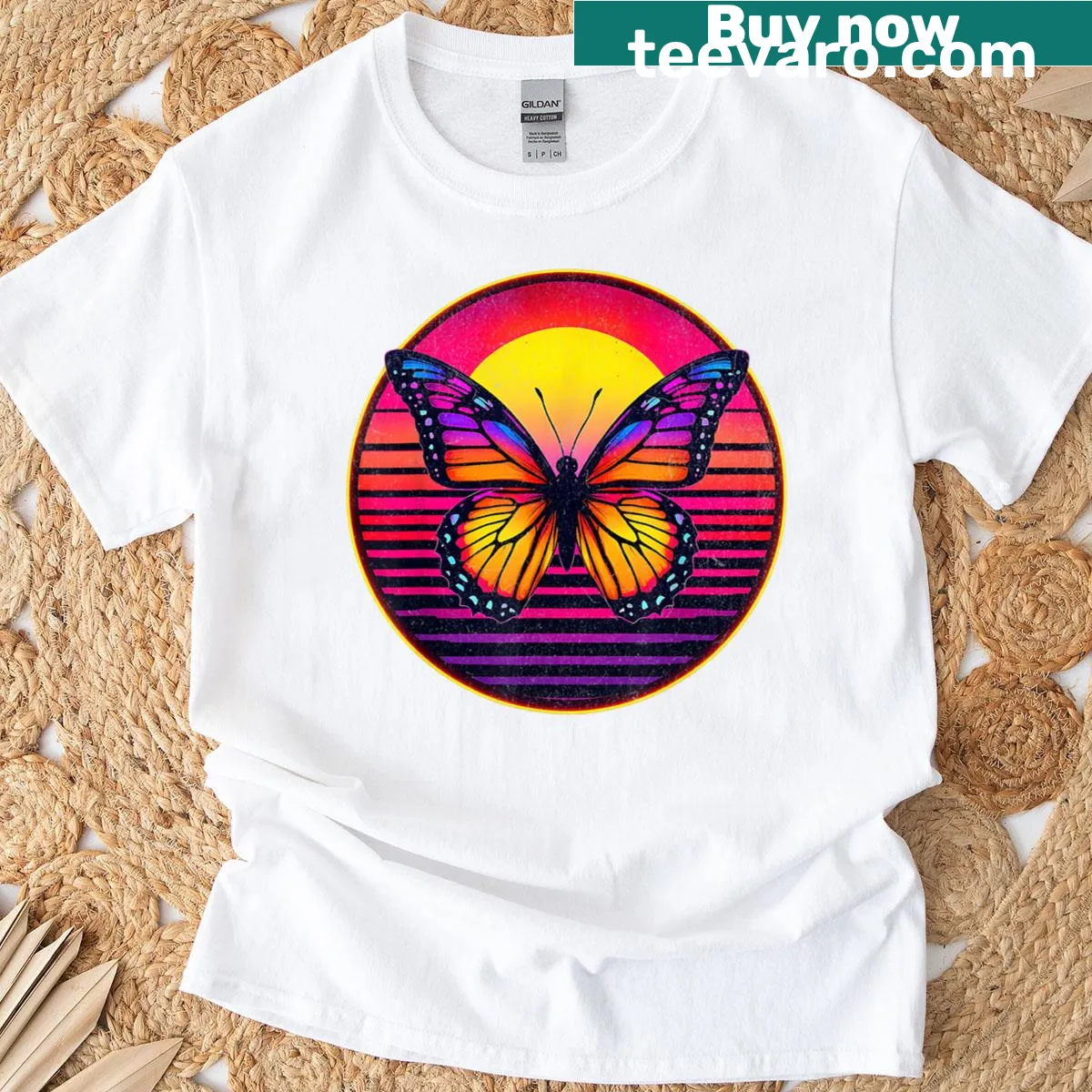Vintage monarch butterfly graphic on a retro t-shirt — on a men's t-shirt