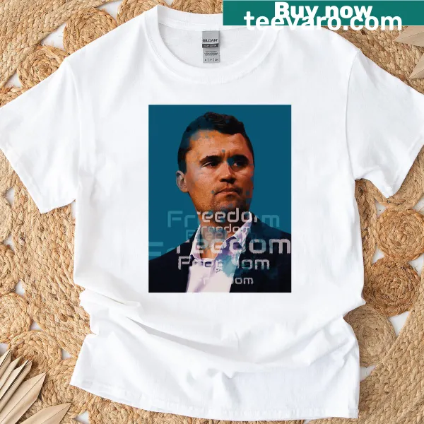 Caricature T-shirt featuring Charlie Kirk with freedom theme