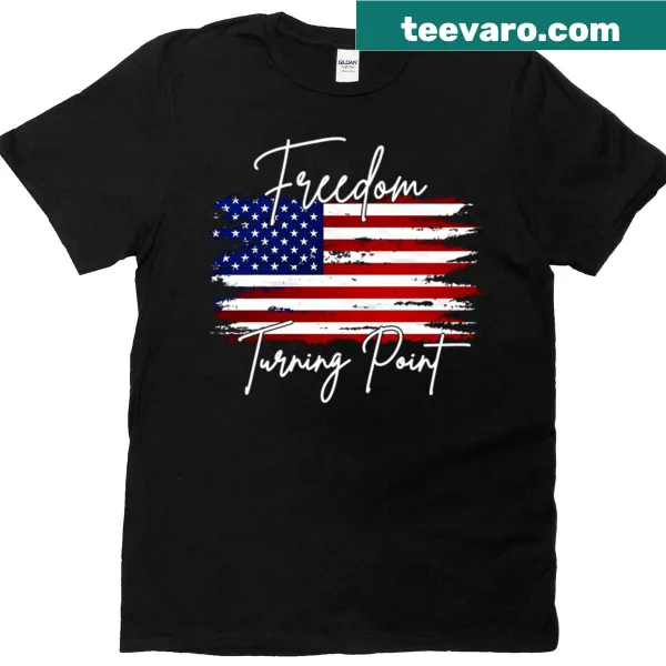 T-shirt featuring an American flag illustration with a freedom theme