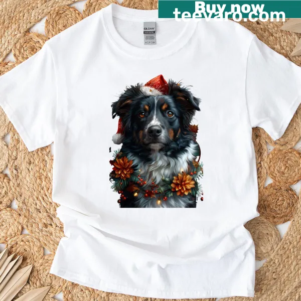 T-shirt featuring a festive puppy design for Christmas