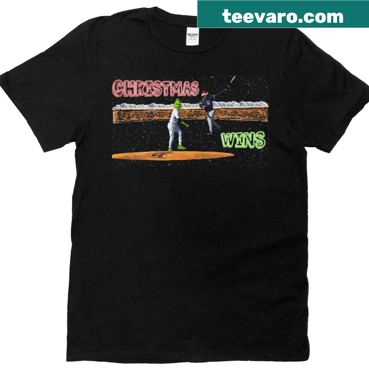 Playful typography Christmas graphic T-shirt — on a men's t-shirt