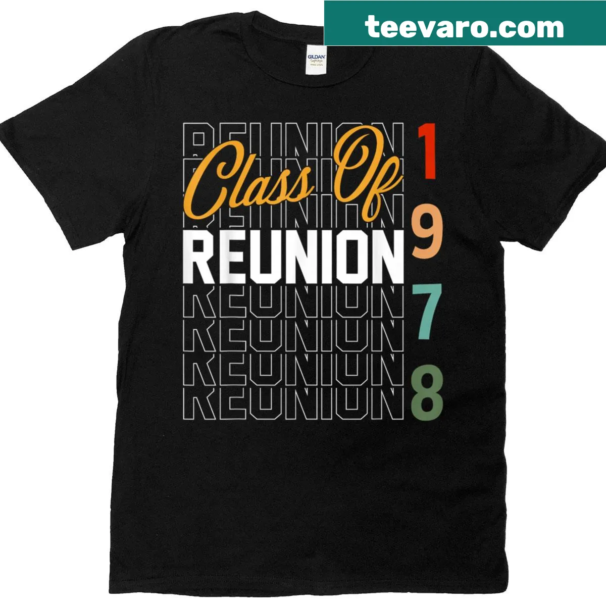 Vintage class reunion t-shirt for Class of 1978 — on a men's t-shirt