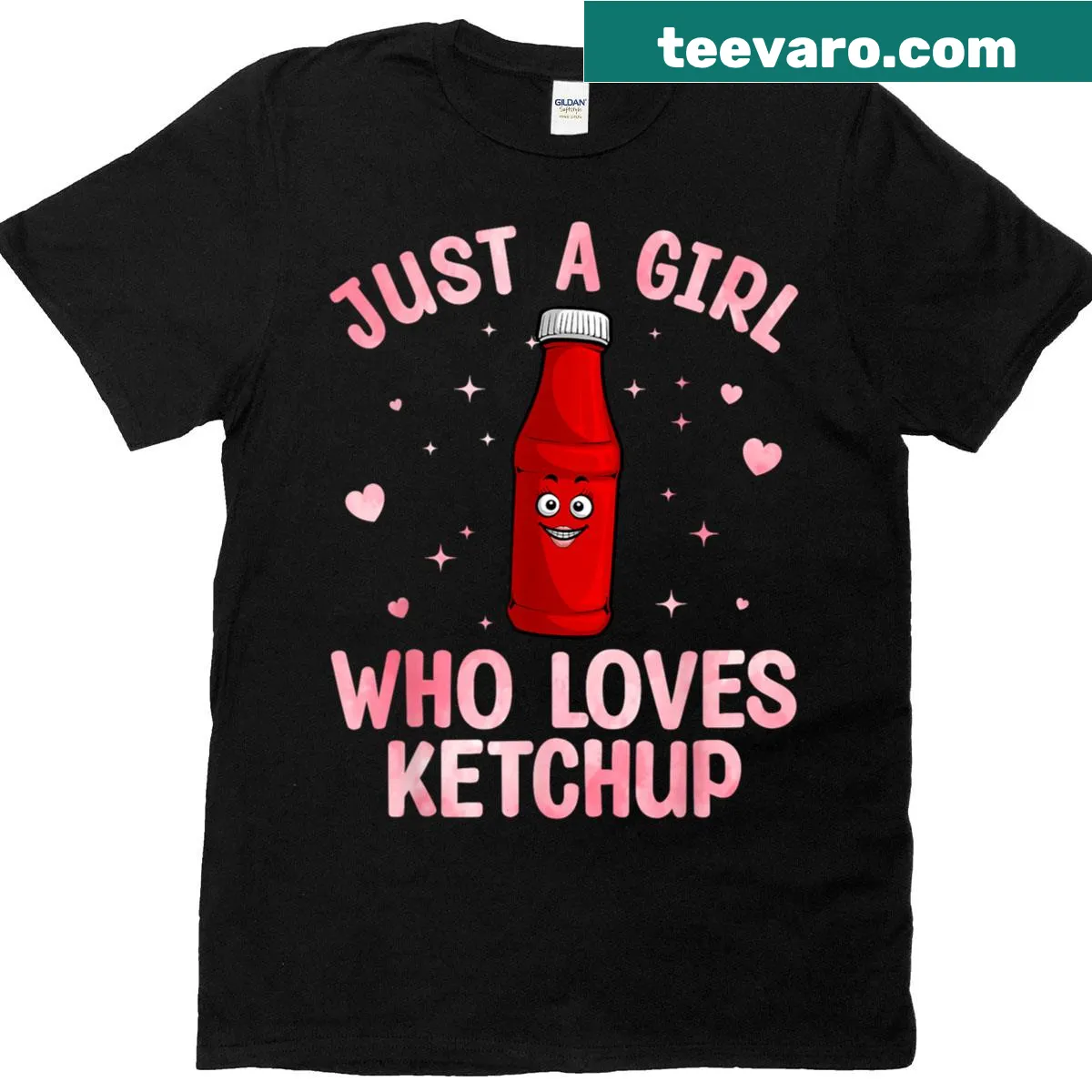 T-shirt featuring playful ketchup-themed art in a cartoon style — on a men's t-shirt