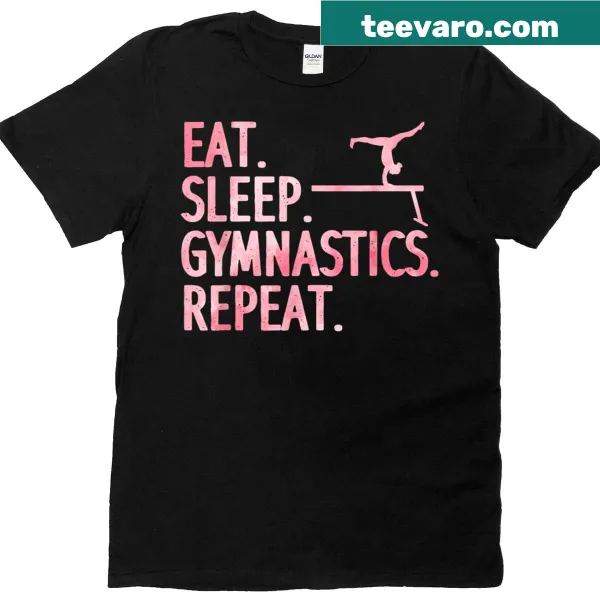 Cute gymnastics art T-shirt with tumbling gymnasts