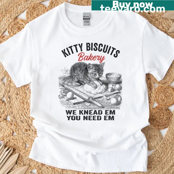Vintage-style t-shirt with playful kittens and bakery theme