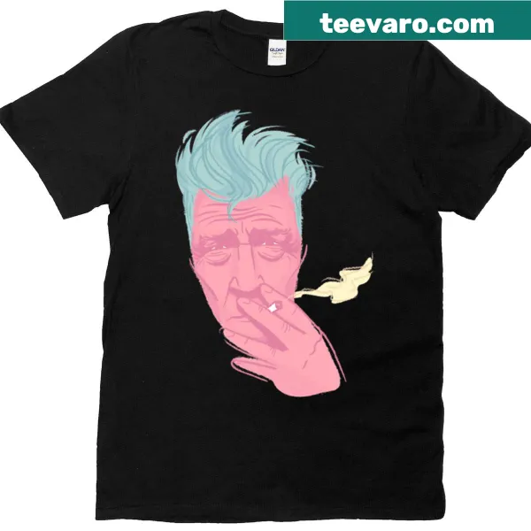 Stylized David Lynch graphic on a t-shirt