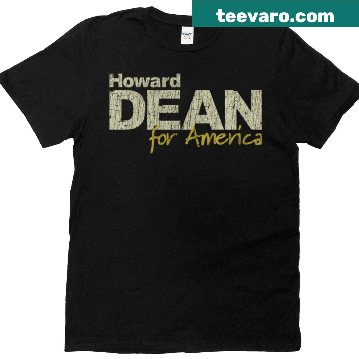 T-shirt with 'Dean For America 2004' typography design — on a men's t-shirt