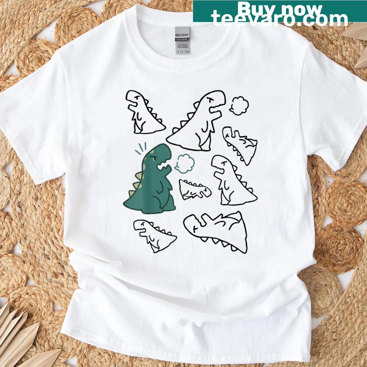 Cute dinosaur graphic in vintage style on a t-shirt. — on a men's t-shirt