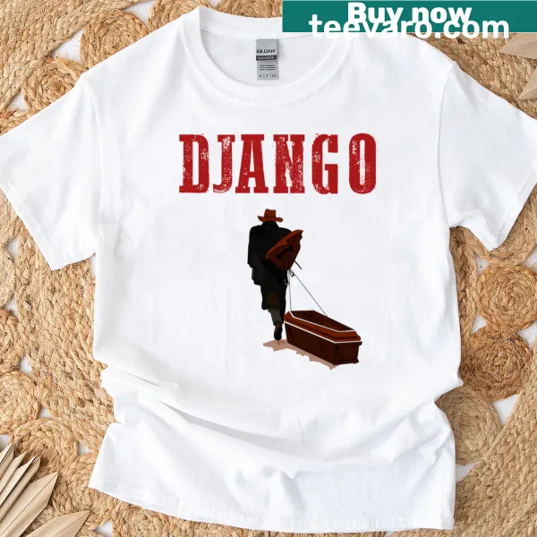 Illustration of Django and his coffin on T-shirt