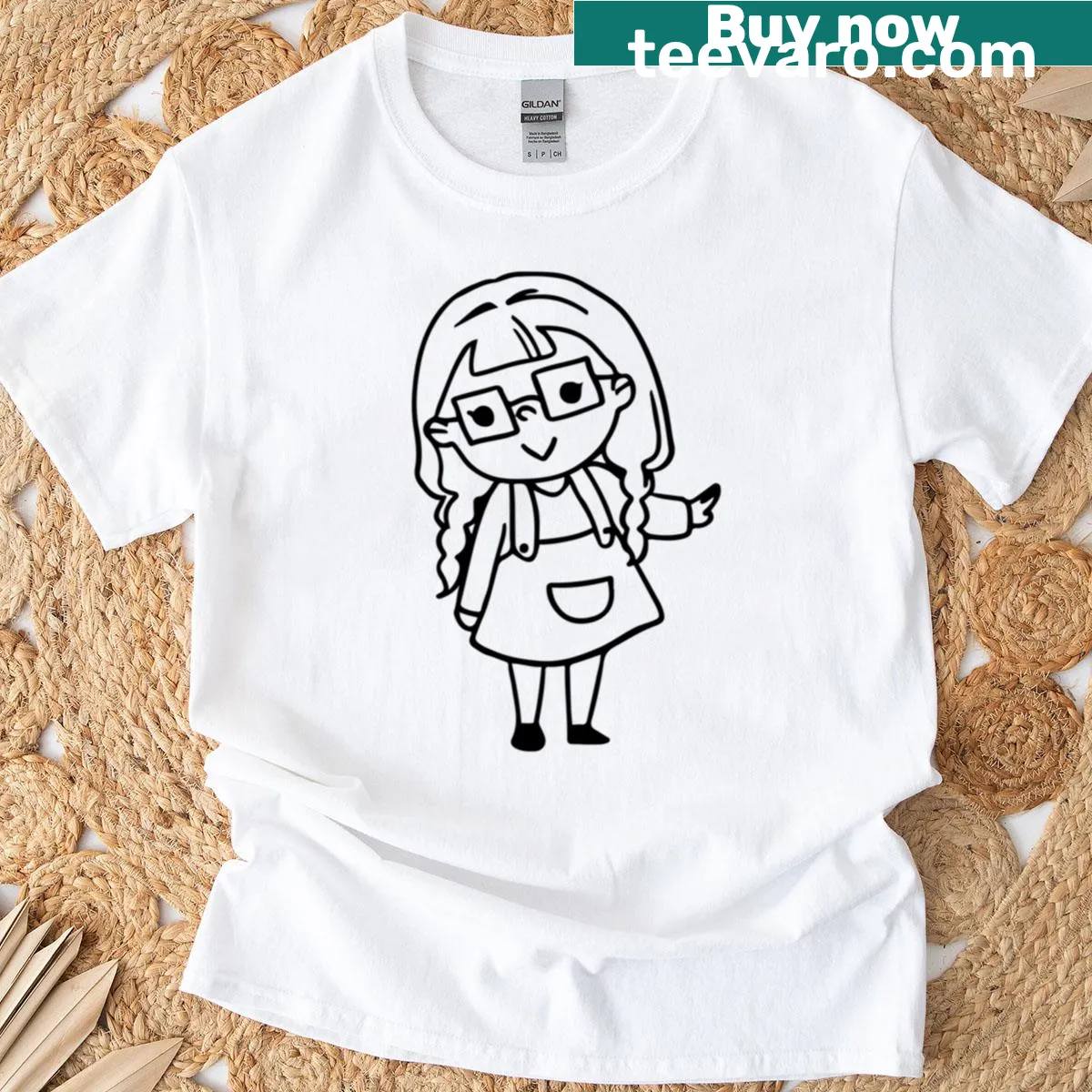 Whimsical graphic featuring an artist character on a t-shirt. — on a men's t-shirt