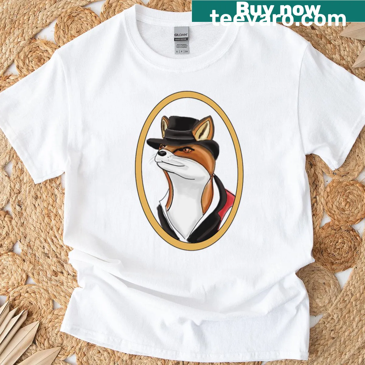 Illustrated Dutch The Fox T-shirt featuring a cute fox design — on a men's t-shirt