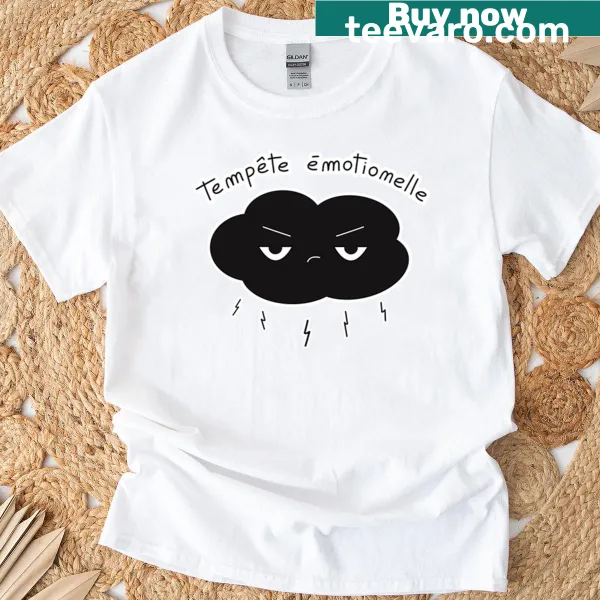 Abstract typography design featuring 'Emotional Storm' on a t-shirt.