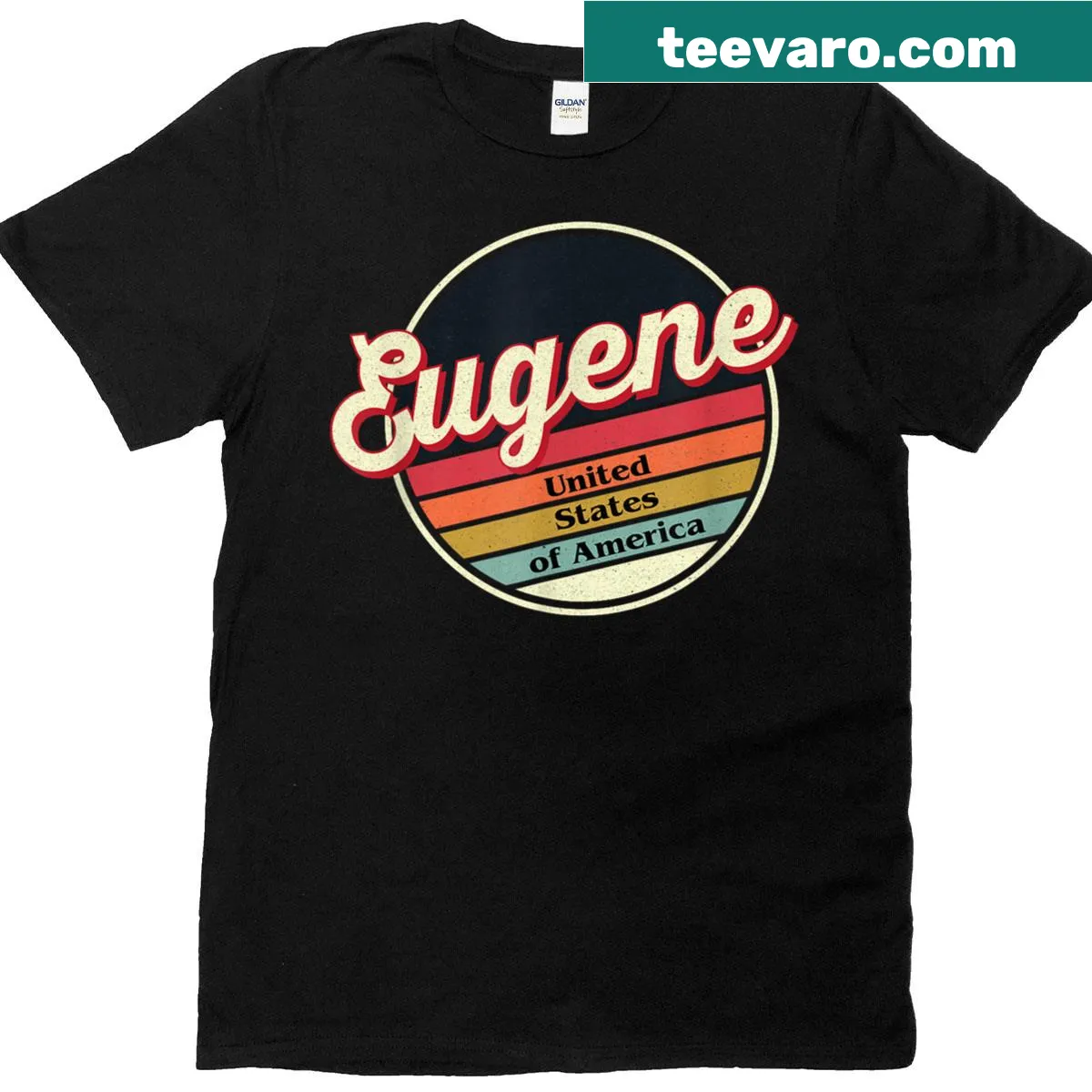 Vintage grunge style Eugene Oregon T-shirt — on a men's t-shirt