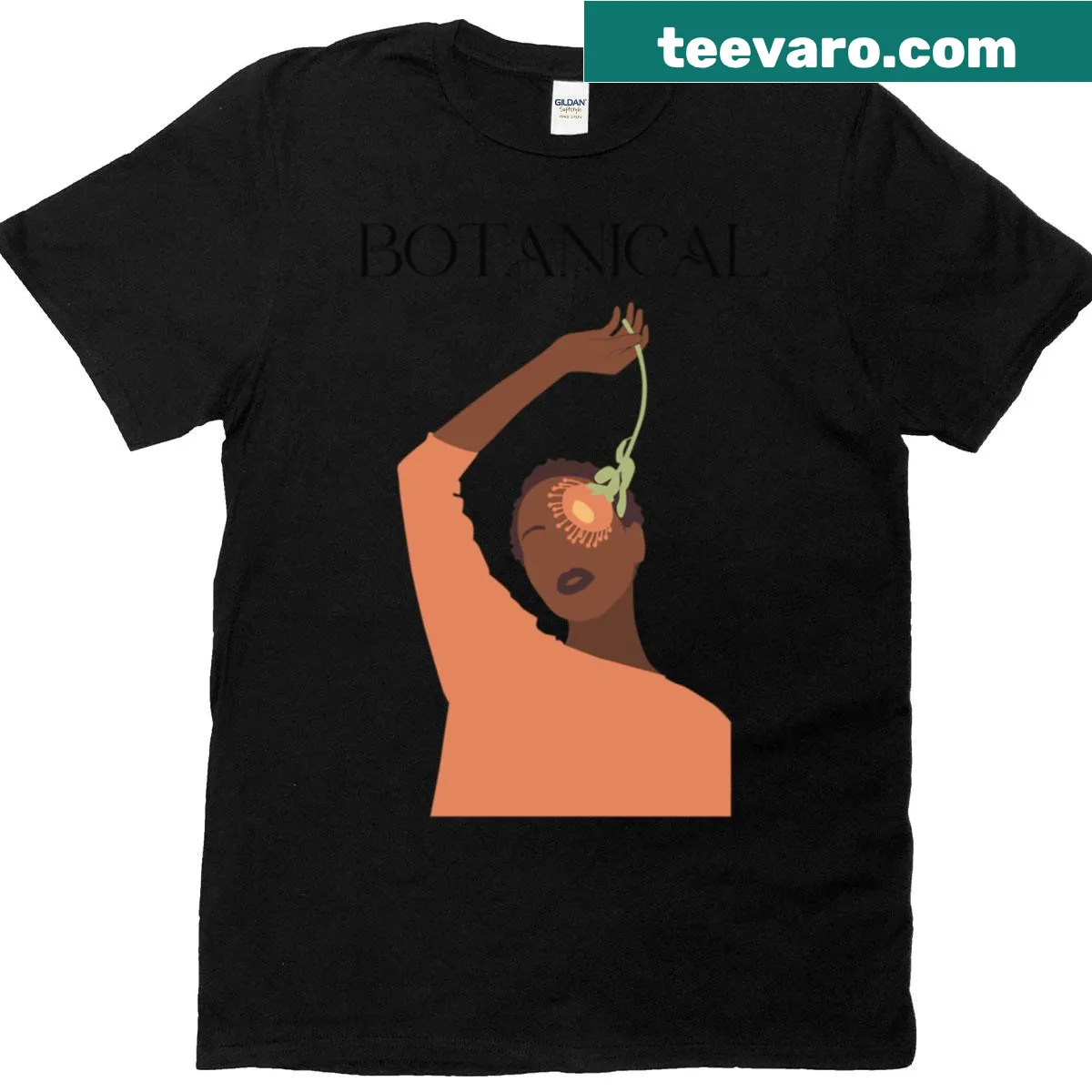 Stylized floral portrait design on a casual t-shirt — on a men's t-shirt