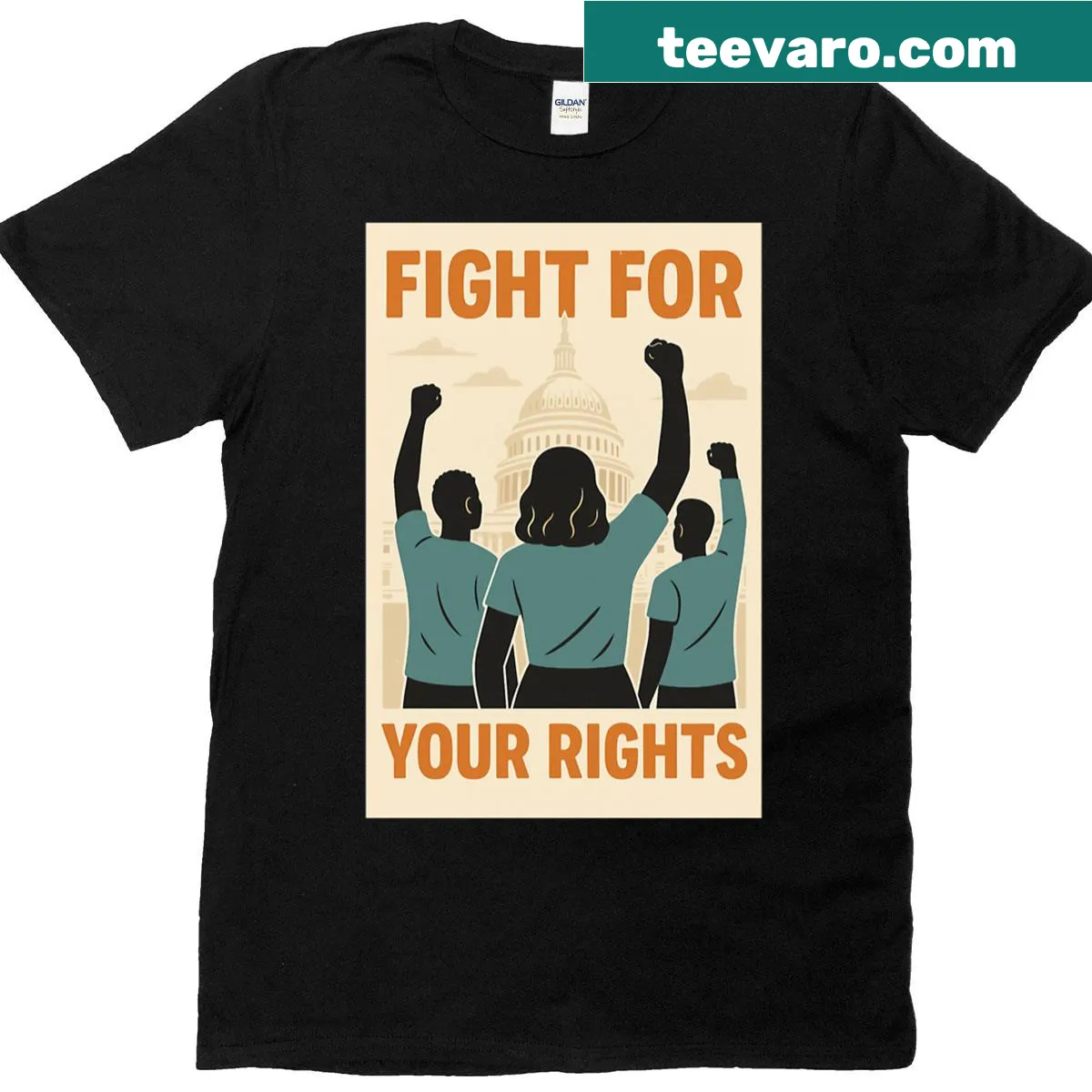 Bold protest activism graphic t-shirt — on a men's t-shirt