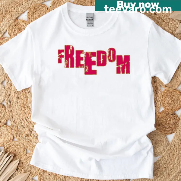 Oversized t-shirt featuring bold freedom-themed typography