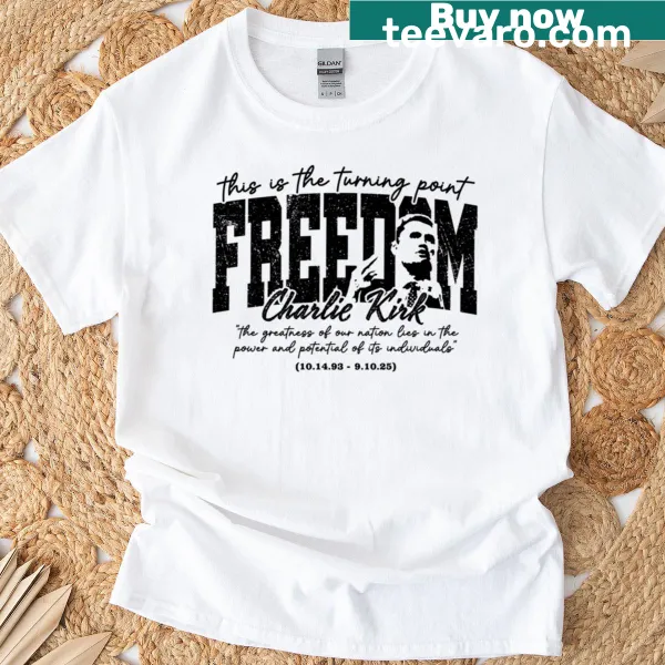 Oversized T-shirt featuring Charlie Kirk with political jokes and American flag