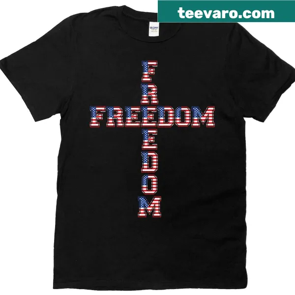 USA flag cross design on a patriotic protest t-shirt