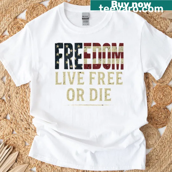 Typographic design 'Live Free Or Die' on USA T-shirt
