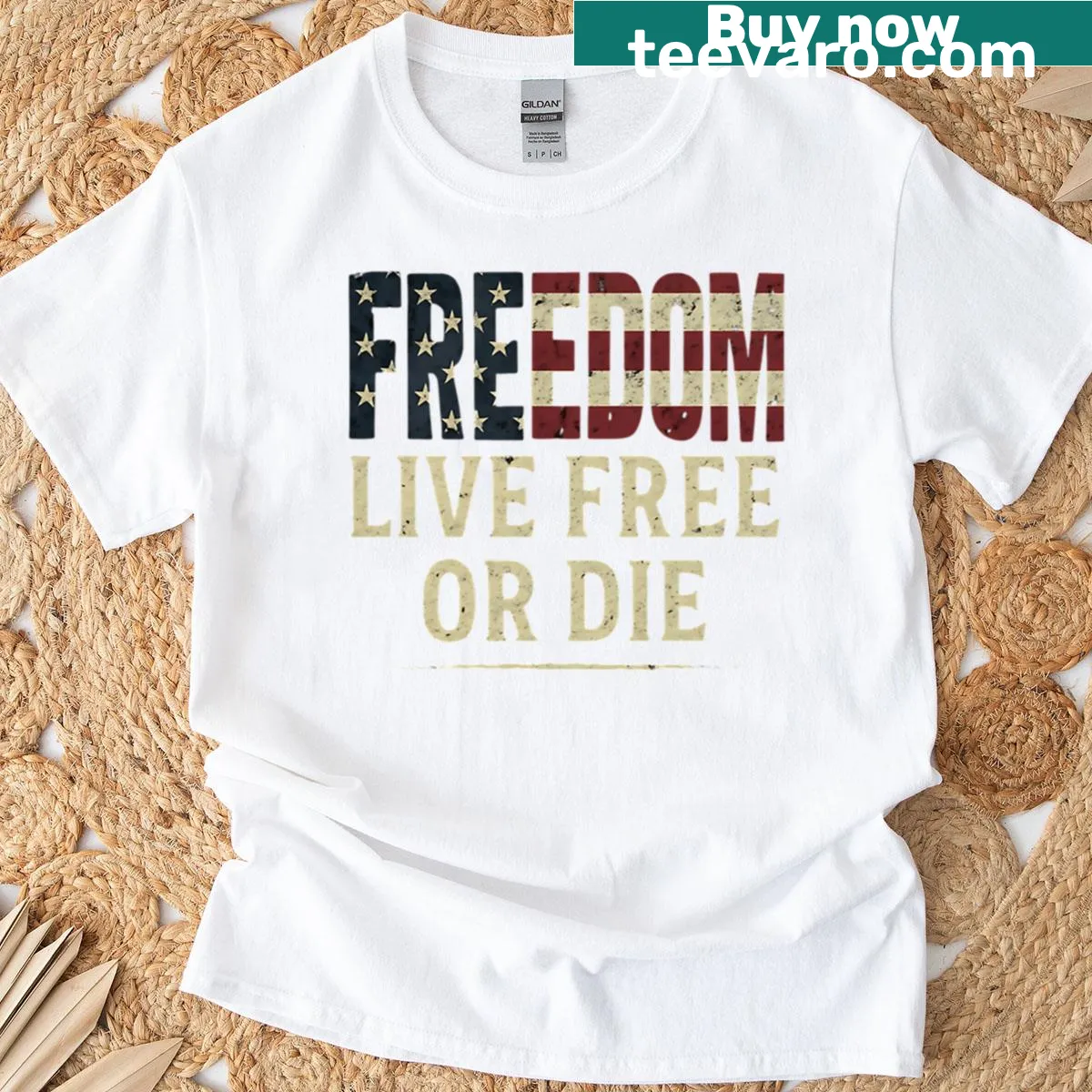 Typographic design 'Live Free Or Die' on USA T-shirt — on a men's t-shirt