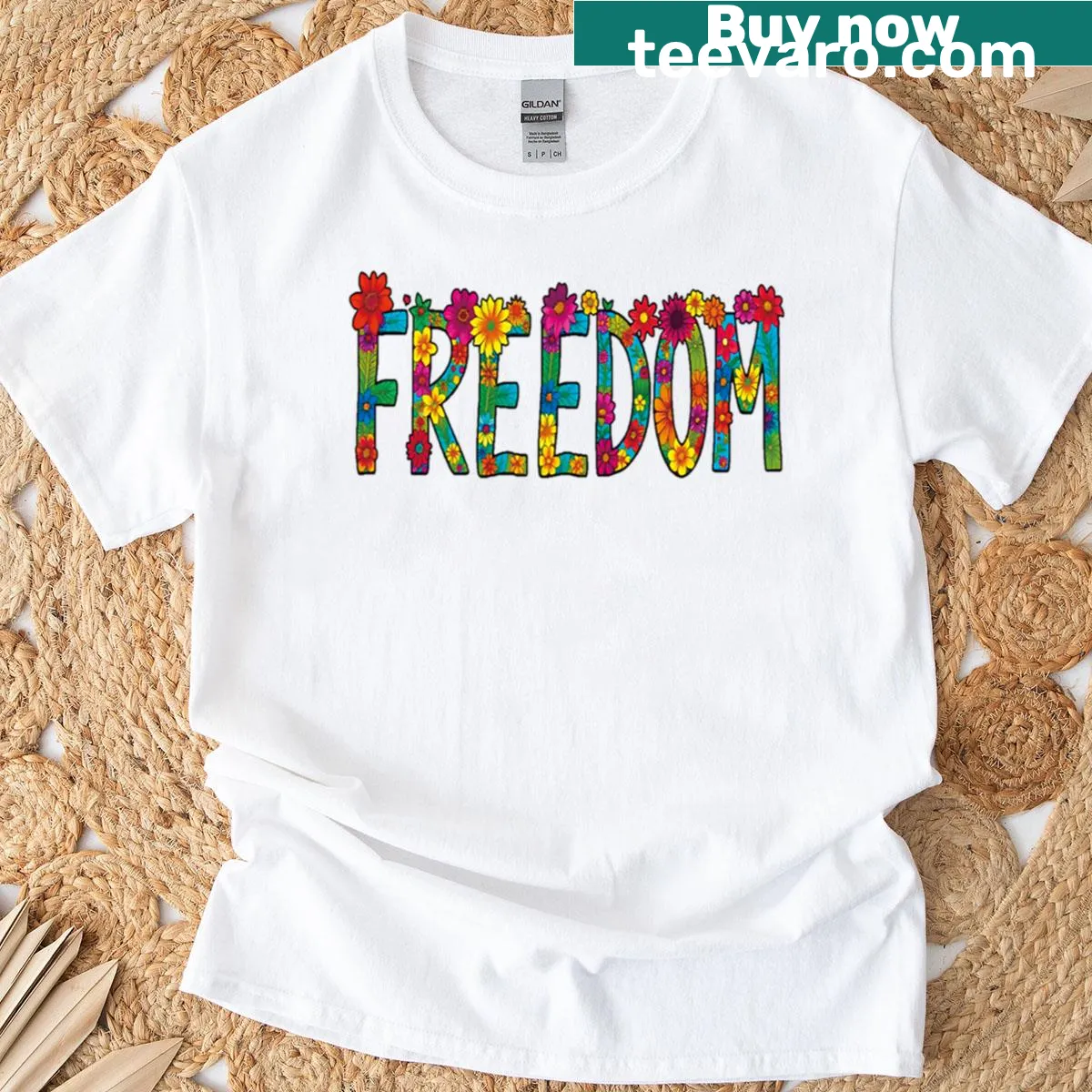 Oversized T-shirt featuring floral illustration symbolizing freedom — on a men's t-shirt
