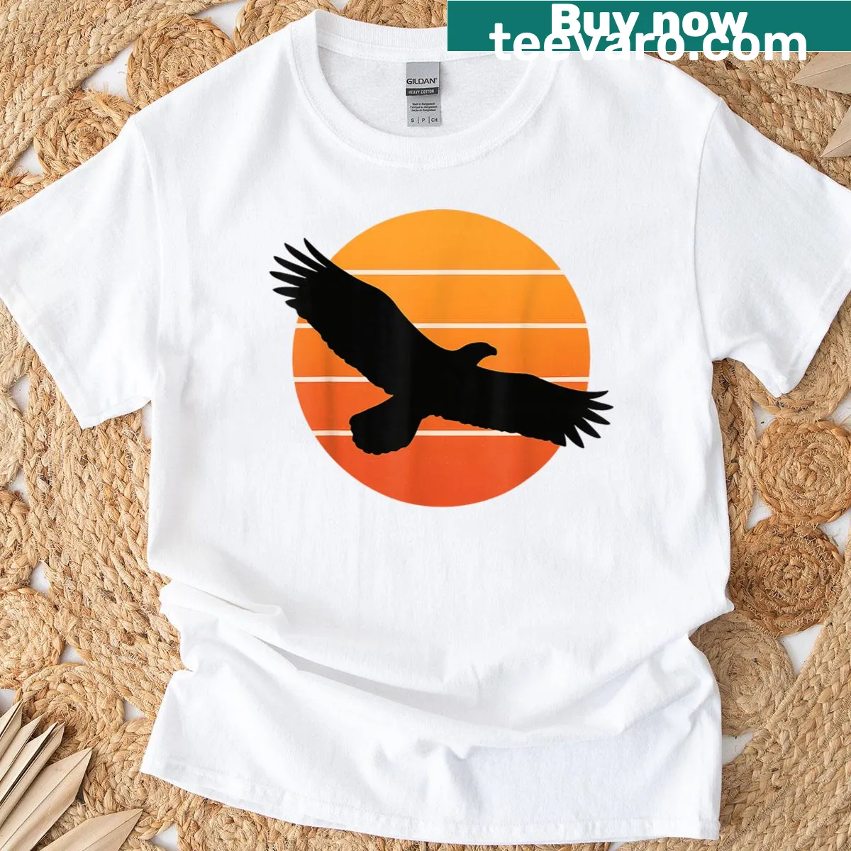 Retro eagle silhouette graphic t-shirt — on a men's t-shirt