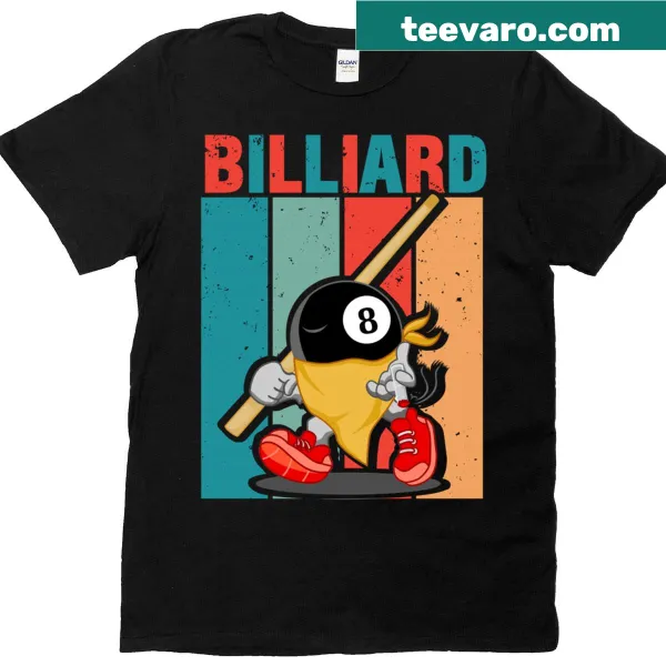 Vintage billiard-themed t-shirt with humorous pool ball design