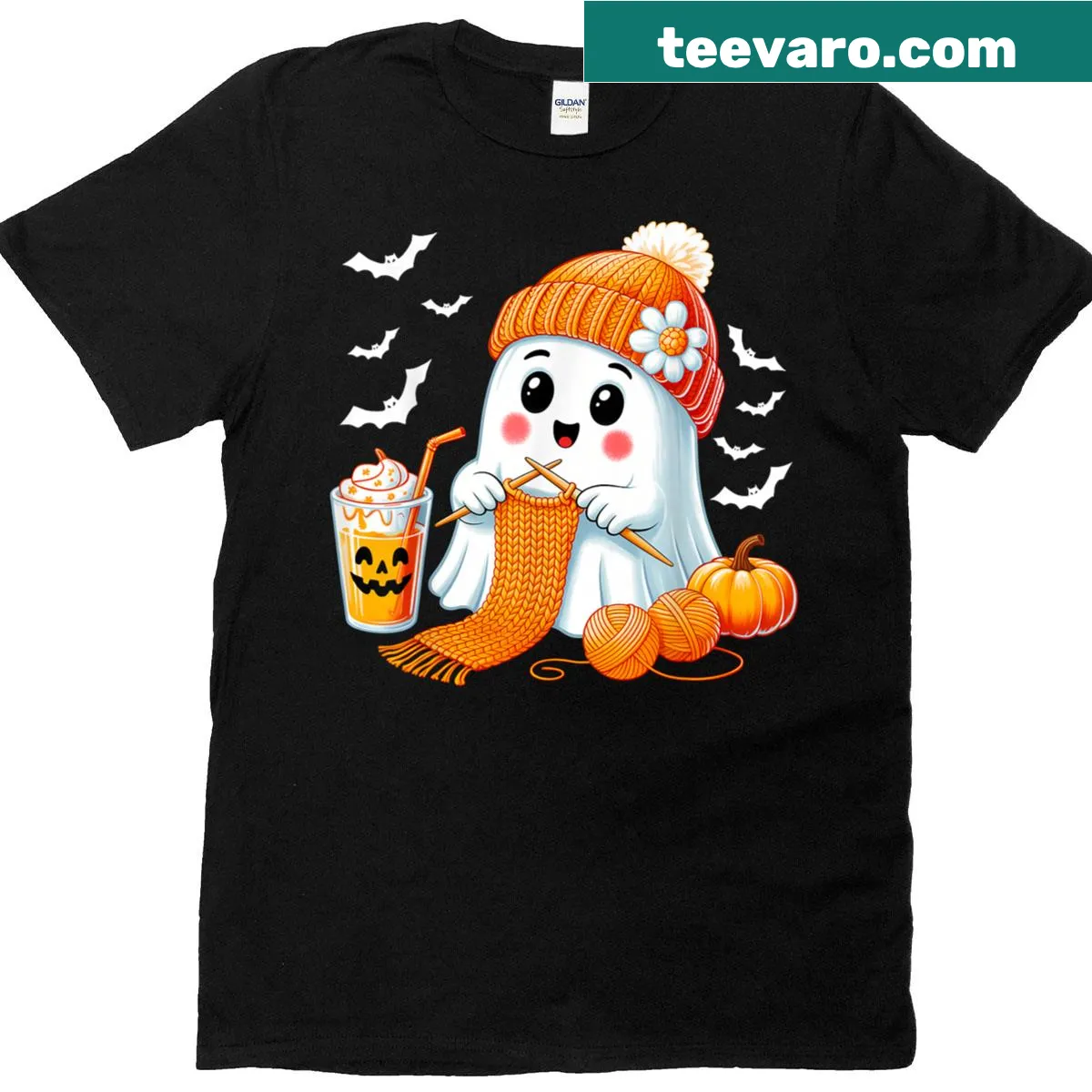 Ghost-themed T-shirt for crocheting enthusiasts with Halloween design — on a men's t-shirt
