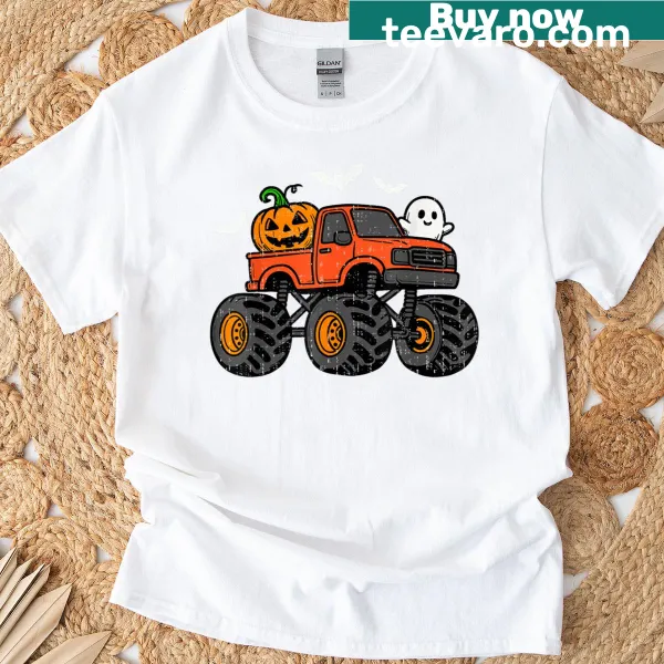 Cute ghost truck with pumpkins design for kids