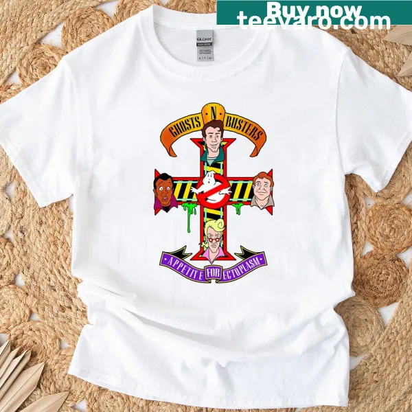 Humorous 'Ghosts N Busters' graphic on a fun t-shirt
