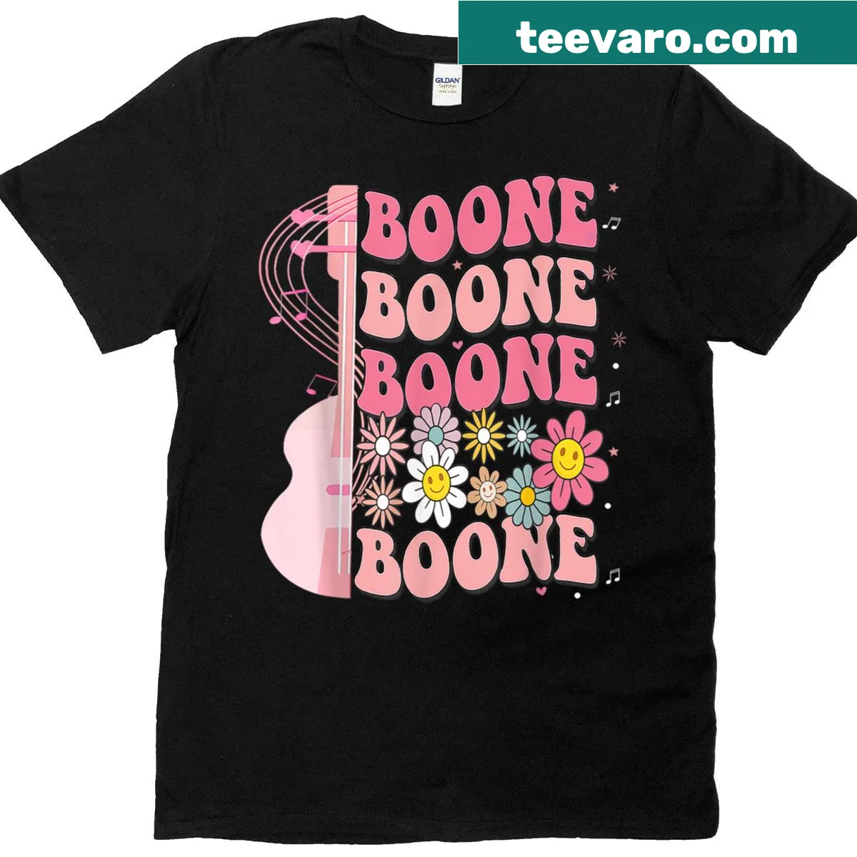Personalized retro Boone flower t-shirt for girls — on a men's t-shirt
