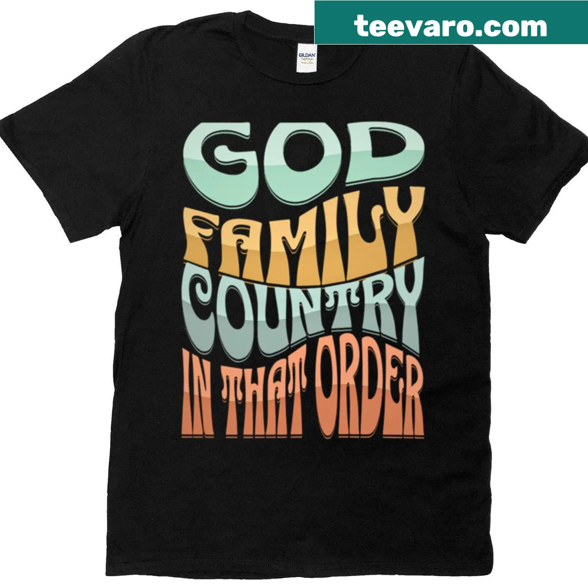 God Family Country T-shirt featuring inspirational text about values — on a men's t-shirt