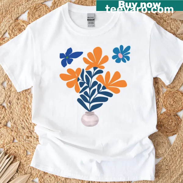 Vintage boho floral graphic T-shirt representing summer vibes.
