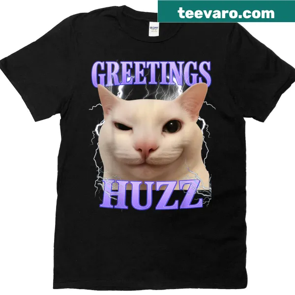 Funny cat meme t-shirt with cartoon graphic and playful text