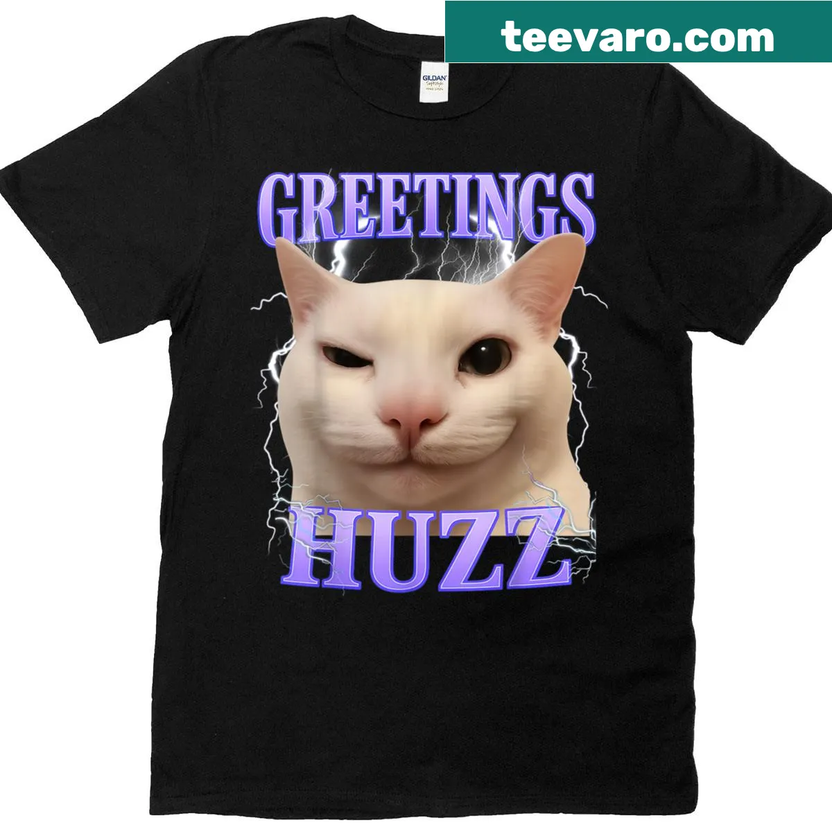 Funny cat meme t-shirt with cartoon graphic and playful text — on a men's t-shirt
