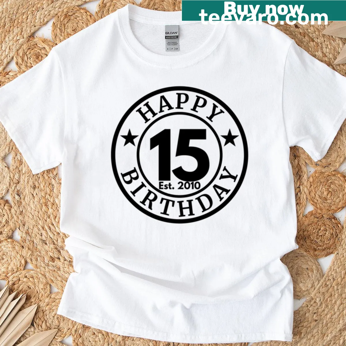 T-shirt celebrating a 15th birthday with the year 2010 — on a men's t-shirt