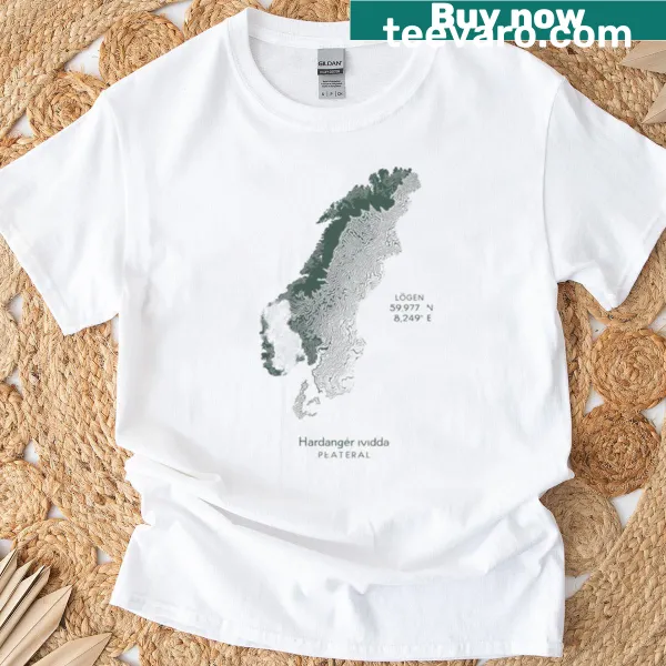 Scenic Hardanger Vidda t-shirt featuring a beautiful nature illustration