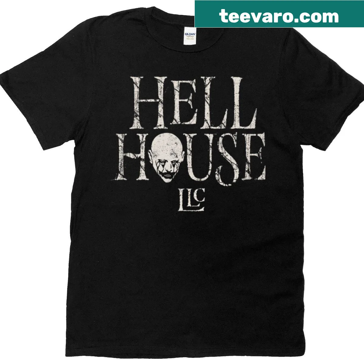 Horror-themed T-shirt inspired by Hell House LLC movie — on a men's t-shirt