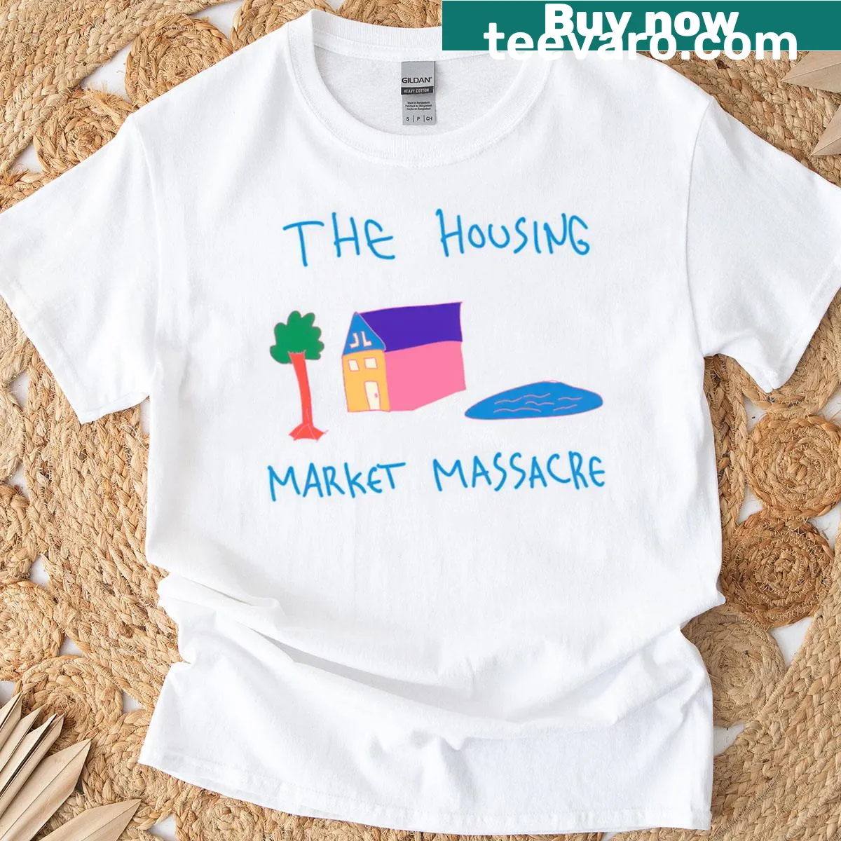 Housing Market Massacre T-shirt with bold letters — on a men's t-shirt