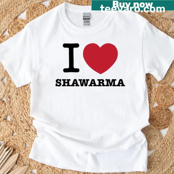 Humorous t-shirt with text: I Heart Shawarma